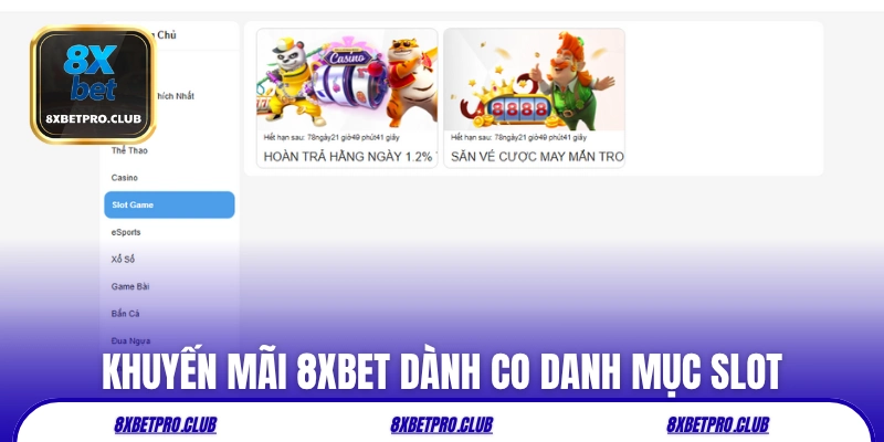 Khuyến mãi 8xbet dành cho danh mục slot